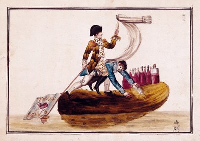约瑟夫-波拿巴（1768-1844）在西班牙的维多利亚战役失败后被驱逐（在一个腌菜上）。 作者 西班牙语学校