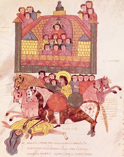 Fol.150v Jezebel的死亡，来自圣经Mozarabe 作者 西班牙语学校