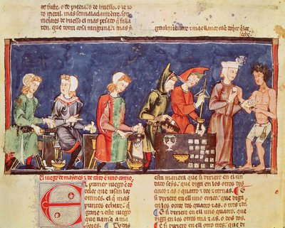 Fol.65v Dice Makers，来自Book of Games，Chess，Dice and Boards，1282 作者 西班牙语学校