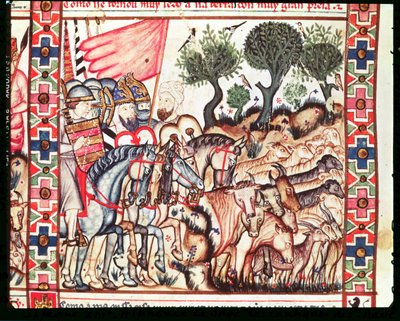 Fol.68v土耳其人和摩尔人从Cantigas de Santa Maria夺回他们的土地 作者 西班牙语学校