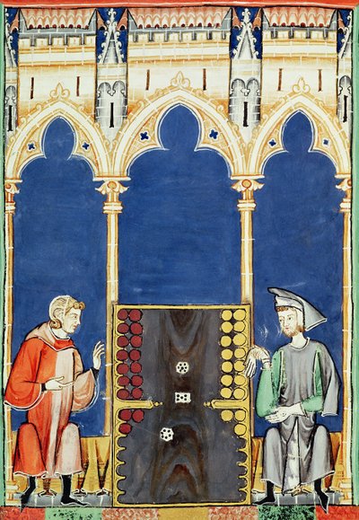 Fol.85v两个步步高玩家，来自游戏，国际象棋，骰子和棋盘，1282年 作者 西班牙语学校