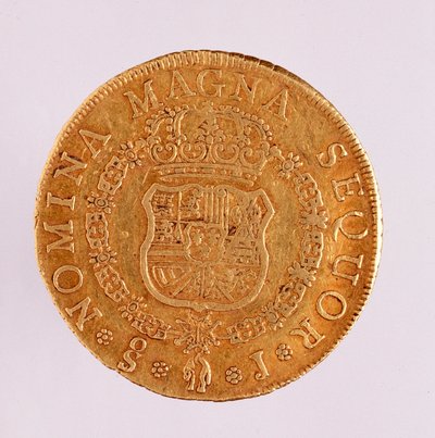 来自西班牙的金币（8 ecus）：费迪南多（Ferdinand）六世统治时期（1746-1759）。 1759 年 3,5 厘米那不勒斯，考古博物馆 作者 西班牙语学校