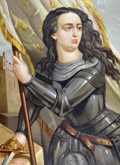 圣人乔安（JOAN OF ARC）（1412-1431）。百年战争期间的法国女英雄。胡安-兰达-塞克斯（Juan Landa Seix）创作的《名流的男人和女人》插图。 作者 西班牙语学校
