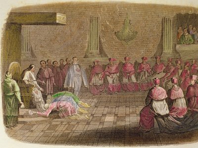 1585 年，日本大使跪拜在教皇格列高利十三世的脚下 作者 西班牙语学校