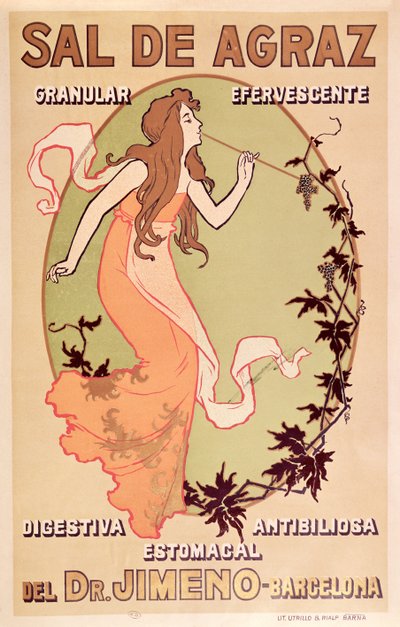 Jimeno Sal de Agraz博士的药品广告，c.1900 作者 西班牙语学校