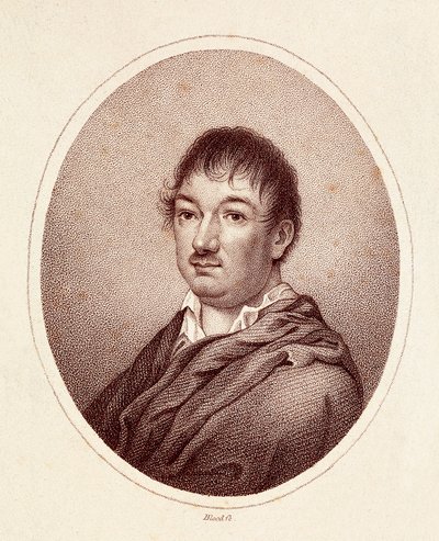 西班牙作家莱安德罗·费尔南德斯·德·莫拉廷（Leandro Fernandez de Moratin，1760-1828 年）的肖像。 雕刻 19 世纪。 马德里国家图书馆。 作者 西班牙语学校