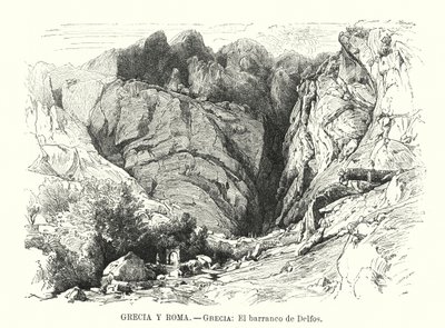 Ravine of Delphi, Greece (litho) 作者 西班牙语学校