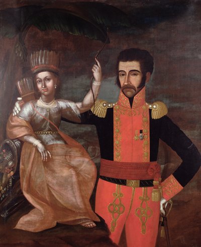 西蒙·玻利瓦尔（1783-1830）和一位土着美国女人 作者 西班牙语学校