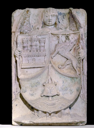 14 世纪的西班牙补丁：卡斯蒂利亚和莱昂的徽章，pelerin evoque Saint Jacques de Compostela 的棍子，保存在勃艮第丰特奈的西多会修道院（西班牙卡斯蒂利亚和莱昂的徽章） 作者 西班牙语学校