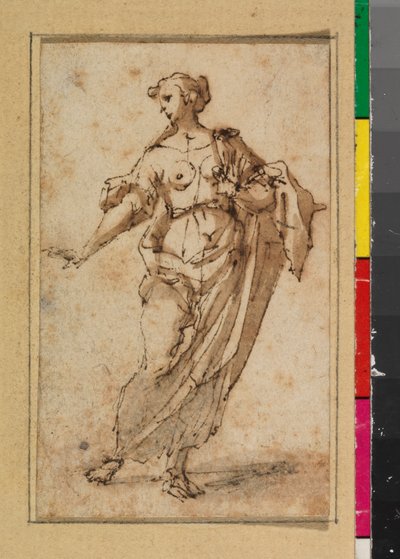 站立的女性形象，1675-99 作者 西班牙语学校