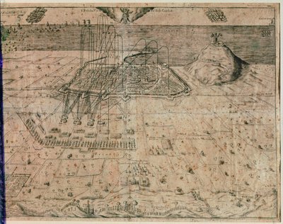 1640-52 年死神战争期间国王菲利普四世的军队围攻巴塞罗那城（雕刻） 作者 西班牙语学校