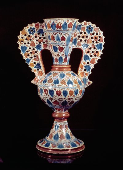 带有光泽装饰的锡釉花瓶，Hispano-Moresque，巴伦西亚，15世纪第三季度（陶器 作者 西班牙语学校
