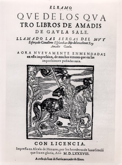 Amadis de Gaula的标题页，1588 作者 西班牙语学校
