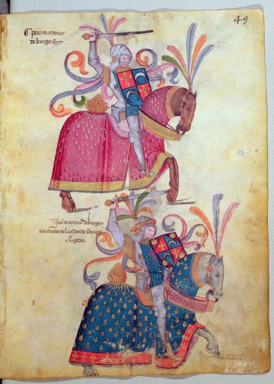 两位骑士，来自Book of Los Caballeros de Santiago 作者 西班牙语学校