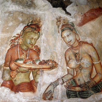 View of the maid (fresco of the lion rock, 5th century) 作者 斯里兰卡学校