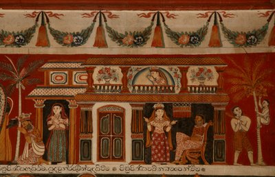 壁画描绘Subdharama寺，Dehiwala（壁画）的一个singhalese房子 作者 斯里兰卡学校