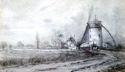 风车风景，c1855-1892 作者 斯坦尼斯拉斯·勒平