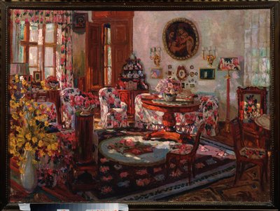 布拉索沃豪宅的内部。 斯坦尼斯拉夫·尤利安诺维奇·朱可夫斯基 (Zhukovsky) (1873-1944) 绘画，布面油画 作者 斯坦尼斯拉夫·朱利安诺维奇·茹科夫斯基