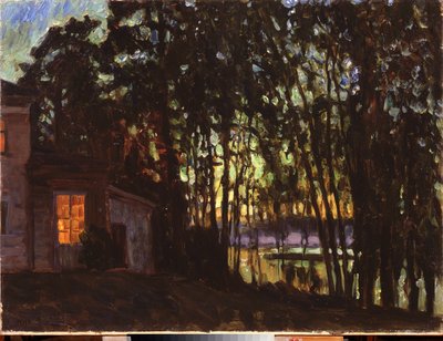 七月的夜晚斯坦尼斯拉夫-尤利安诺维奇-茹科夫斯基（1873-1944 年）的画作，布面油画 作者 斯坦尼斯拉夫·朱利安诺维奇·茹科夫斯基