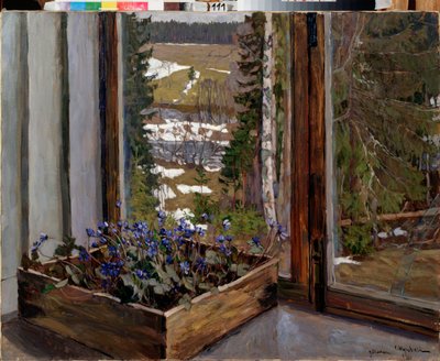 雪花莲（雪花莲）。 斯坦尼斯拉夫·尤利安诺维奇·朱可夫斯基 (Zhukovsky) (1873-1944) 绘画，布面油画 作者 斯坦尼斯拉夫·朱利安诺维奇·茹科夫斯基