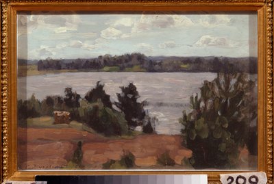湖边Stanislav Yulianovich Zhukovsky（茹科夫斯基）（1873-1944 年）作品，木板油画 作者 斯坦尼斯拉夫·朱利安诺维奇·茹科夫斯基