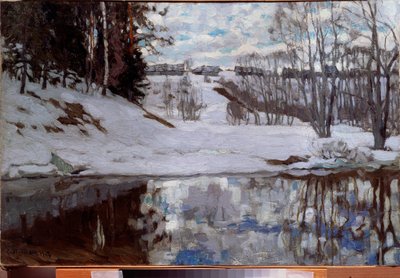 没有冰的河流Stanislav Yulianovich Zhukovsky（茹科夫斯基）（1873-1944 年）的画作，布面油画 作者 斯坦尼斯拉夫·朱利安诺维奇·茹科夫斯基