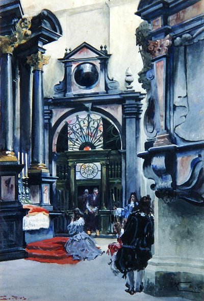 瓦维尔大教堂的内部结构 作者 Stanislaw 和 Kossak Wojciech Tondos