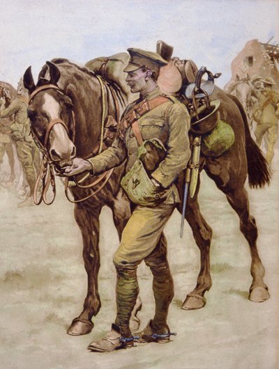 “共享口粮” - 发表于 1916 年 12 月 23 日的“战争画报”（彩色石版画） 作者 斯坦利·L·伍德