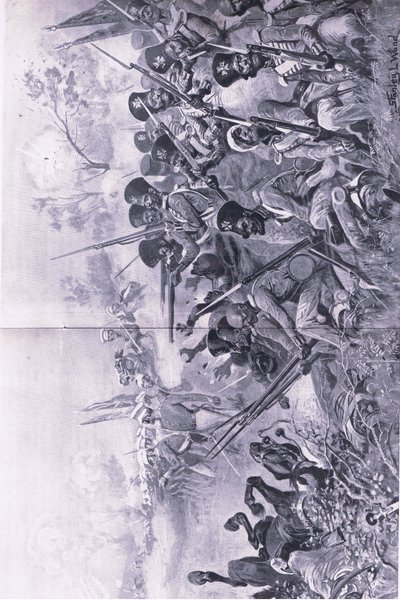 Chilianwala，1849年1月13日：Goddys Brigade在被锡克教徒包围时制造了一个勇敢的立场，1915年英国陆地和海上战役的插图 作者 斯坦利·伍德
