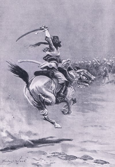德里：1857年7月，围攻者不断受到攻击，1915年英国陆地和海上战役的插图 作者 斯坦利·伍德