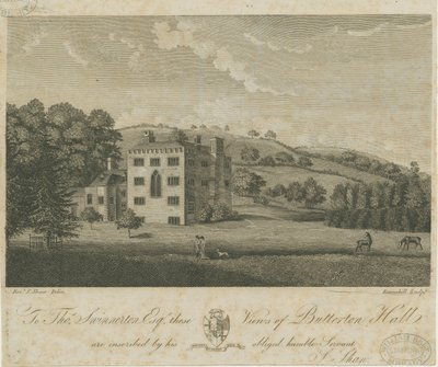巴特尔顿堂（Butterton Hall）：雕刻，nd [第18分] 作者 斯蒂宾肖