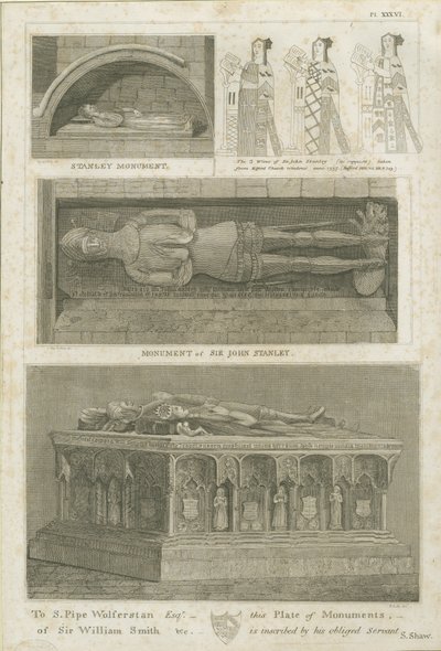 埃尔福德教堂（Elford Church）-“史丹利纪念碑”：版画，nd [？19th cent]（印刷） 作者 斯蒂宾肖