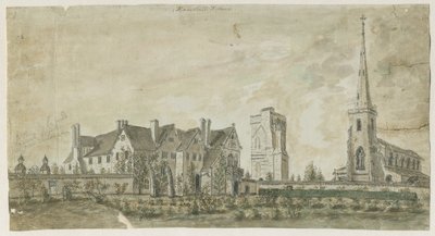 Hamstall Ridware-教堂和庄园住宅：水彩画，编号[1762-1802] 作者 斯蒂宾肖