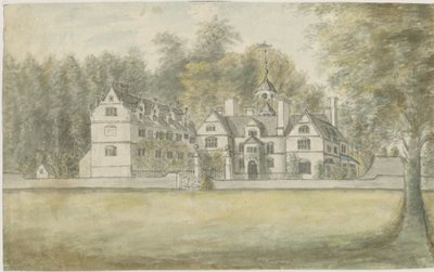 诺顿·甘蔗（Norton Canes）-小威利大厅（Little Wyrley Hall）：水彩画，作品编号[1762-1802] 作者 斯蒂宾肖