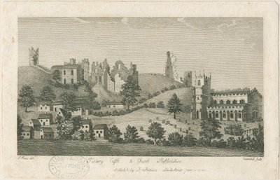 Tutbury城堡和教堂-东南面视图：版画，nd [1762-1792]（印刷） 作者 斯蒂宾肖