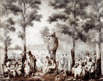 1807 年世界公园出口处的杜乐丽露台景观。 让·皮埃尔·诺布林·德拉古尔丹 (Jean Pierre Norblin De La Gourdaine，1745-1830) 的绘画，1807 年，巴黎，卡纳瓦莱博物馆 作者 Stefan Juliusz Norblin de la Gourdaine