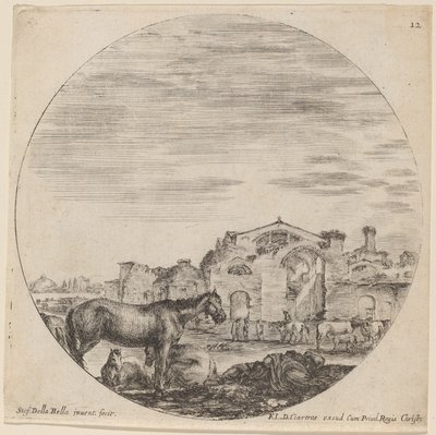 戴克里先浴场和牧羊人的睡眠，1646年。 作者 斯蒂法诺·德拉·贝拉