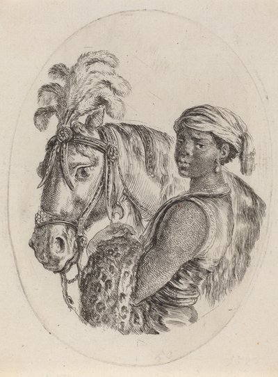 带着阿拉伯马的黑人新郎，16491650。 作者 斯蒂法诺·德拉·贝拉