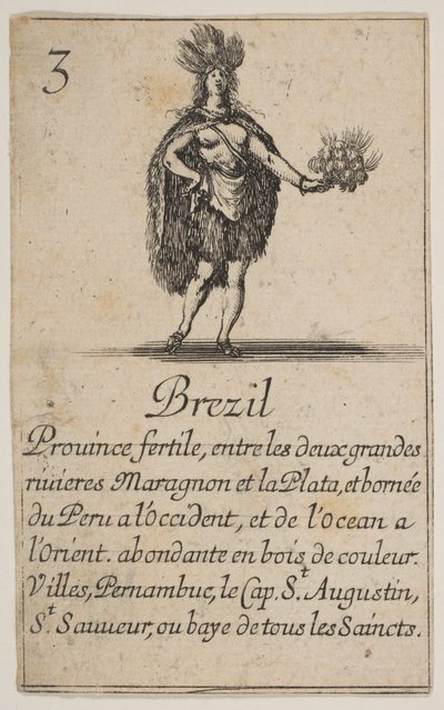 巴西，来自 "地理游戏 "Jeu de la Géographie，1644年。 作者 斯蒂法诺·德拉·贝拉
