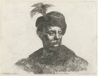 波兰男子半身像，留有小胡子，头戴翎帽
绘画原理（系列名称）
I principii del disegno（系列名称） 作者 皮埃尔·玛丽埃特 (II)