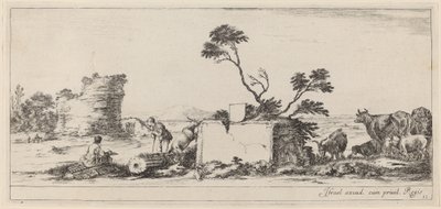 坎帕尼亚场景与艺术家的素描，在1647年或之前。 作者 斯蒂法诺·德拉·贝拉