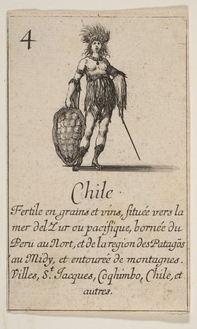 智利，摘自《地理游戏》Jeu de la Géographie，1644年。 作者 斯蒂法诺·德拉·贝拉