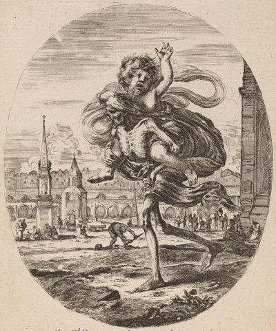 背着孩子向左走的死神，可能是1648年。 作者 斯蒂法诺·德拉·贝拉
