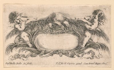 徽章，选自 "Raccolta di varii cappriccii et nove inventioni di cartelle et ornamenti "中的第 15 号。 作者 斯蒂法诺·德拉·贝拉