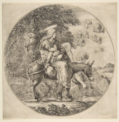 飞行到埃及，一个圆形的组成，约。 1662。 作者 斯蒂法诺·德拉·贝拉