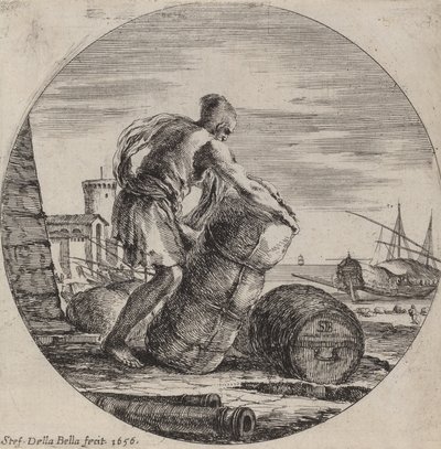 搬运船舶货物的厨房奴隶，1656年。 作者 斯蒂法诺·德拉·贝拉