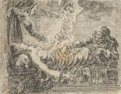 朱庇特和达纳埃，出自《神话游戏》Jeu de la Mythologie，1644年。 作者 斯蒂法诺·德拉·贝拉