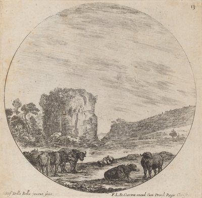 古老的废墟风景，1646年。 作者 斯蒂法诺·德拉·贝拉