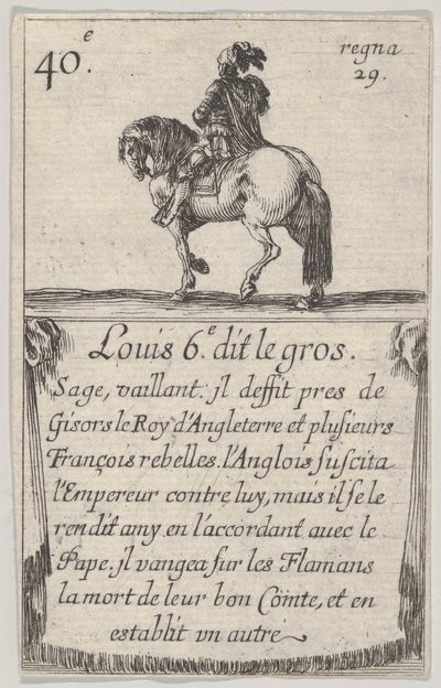 路易斯·6.-埃·迪·格罗斯·圣人（Louise 6.e dit le gros Sage），发自内心的……，摘自法国国王游戏《 Jeu des Ro ...》，1644年。 作者 斯蒂法诺·德拉·贝拉