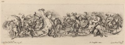 带有儿童和狗的装饰性壁画，可能是1648年。 作者 斯蒂法诺·德拉·贝拉